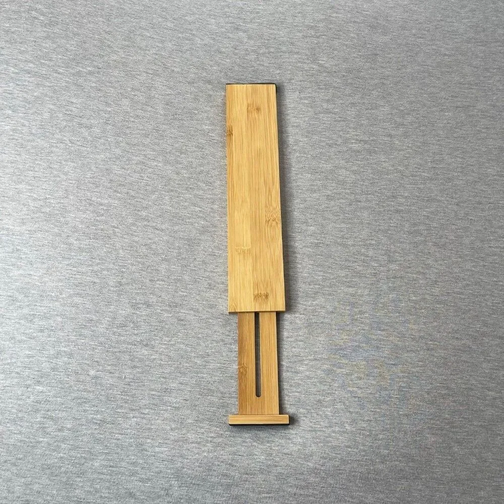 Wooden Bamboo Storage Adjustable Divider Drawer Separator 2 PCS. Set